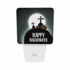 Night Light Set Of 2, A Black And White Image Of A Halloween Scene With A Cross And Pumpkins. -Nuas Diy Shop 6e2eece1a464a8e8c396a32ff7128f7b98f45a39