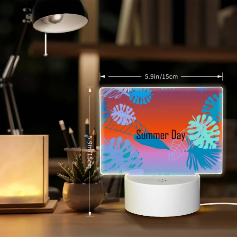 Rectangular Acrylic Night Light, A colorful image of leaves and flowers with the words "Summer Day" written in the middle. Rectangular Acrylic Night Light, A Colorful Image Of Leaves And Flowers With The Words "Summer Day" Written In The Middle. -Nuas Diy Shop 6ee87f8d903551e7bf35ec5ea166e54209b8f213