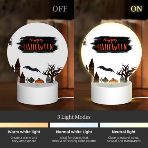 Round Acrylic Night Light, A Halloween Sign With A Spider And A Tree With A Bat. -Nuas Diy Shop 6f11eee9fc667be1a0626298297e3e139ca203cc