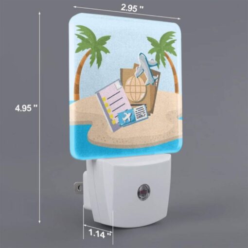 Night Light Set Of 2, A Collection Of Travel Documents And A Suitcase Are Placed On A Sandy Beach. -Nuas Diy Shop 7010c5bcbb092981138e147092aff84469dc10df