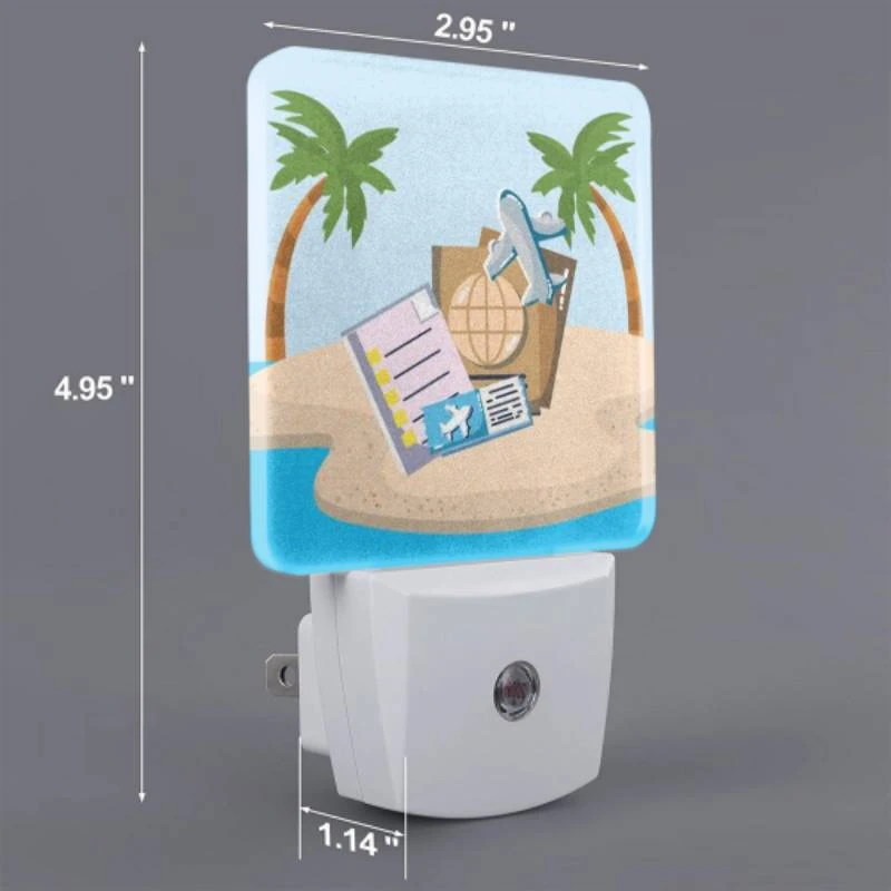 Night Light Set of 2, A collection of travel documents and a suitcase are placed on a sandy beach. Night Light Set Of 2, A Collection Of Travel Documents And A Suitcase Are Placed On A Sandy Beach. -Nuas Diy Shop 7010c5bcbb092981138e147092aff84469dc10df