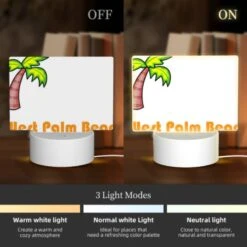 Rectangular Acrylic Night Light, A Cartoon Drawing Of A Palm Tree And The Words "West Palm Beach" On A White Background. -Nuas Diy Shop 70348037e730f65c8d893ce1d84a578f02531aac