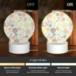 Round Acrylic Night Light, A Colorful Floral Pattern With Hearts And Flowers. -Nuas Diy Shop 70996f61b7135e9dbd3013ff35d155ceaccbb3f4