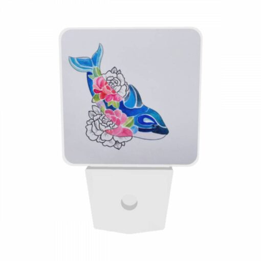 Night Light Set Of 2, A Blue Whale With Pink Flowers On Its Back. -Nuas Diy Shop 70a85c2fc84a78e66f20b08620f3317ae6d1243b