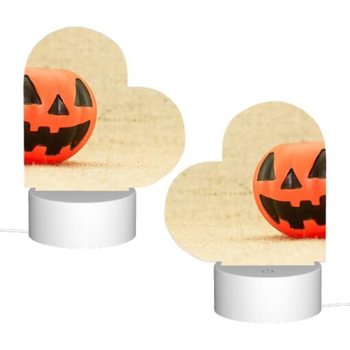 Love Acrylic Night Light, A Small Orange Pumpkin Sits On A Carpet. -Nuas Diy Shop 7179ca2e12787682e8ca77394f9dcda61a84e1b8