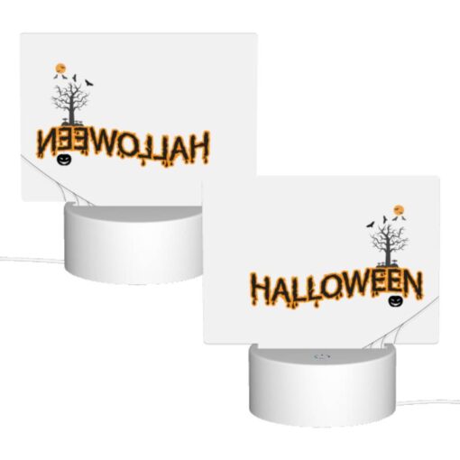 Rectangular Acrylic Night Light, A Spider Web With A Tree And A Pumpkin In The Middle. -Nuas Diy Shop 717eb7cfbe258b79af845395a8018f39fa50cbbc