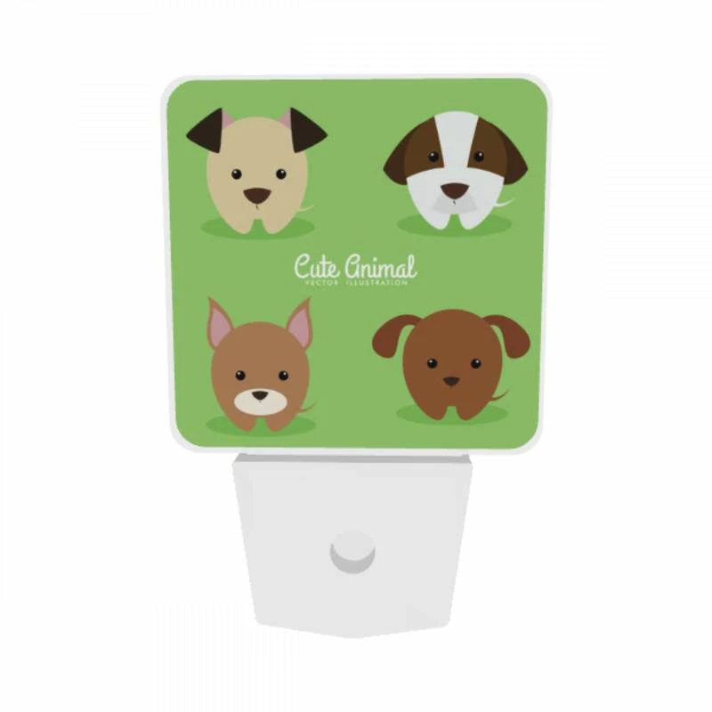 Night Light Set of 2, Four different colored dogs are shown in a row. Night Light Set Of 2, Four Different Colored Dogs Are Shown In A Row. -Nuas Diy Shop 71844c2e4402b0df63d15fe2351354e306d0aa05