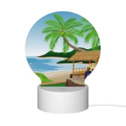 Round Acrylic Night Light, A Man Is Sitting Under A Palm Tree On A Beach. -Nuas Diy Shop 722330a4cfc17a5a19ebae40b36e3e0e8da1d1de