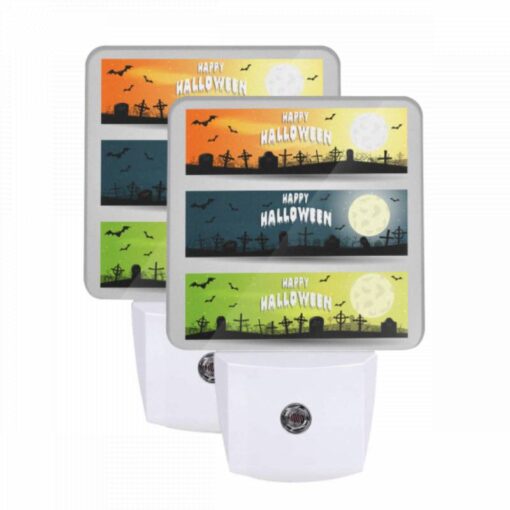 Night Light Set Of 2, Three Different Colored Banners With The Words "Happy Halloween" On Them. -Nuas Diy Shop 72379cc089f39719ae58e20c9aa9163bf03c3c88