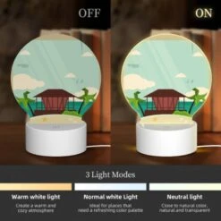 Round Acrylic Night Light, A Beach Scene With A House And Palm Trees. -Nuas Diy Shop 7259353e737a9b74d51f2fdacaf6481914ff25d6