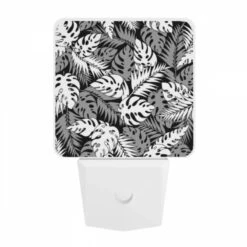 Night Light, A Black And White Image Of A Leafy Plant With A Pattern Of Dots. -Nuas Diy Shop 726be9f3297f8d88ea8384474425a3a604150307