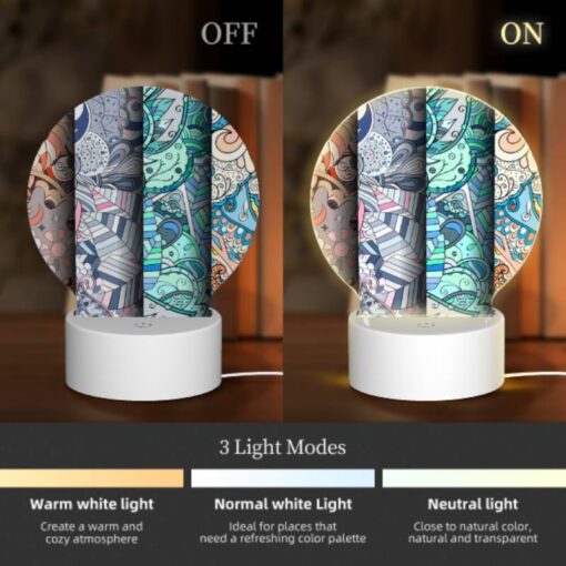 Round Acrylic Night Light, Three Different Colored Paintings Of Flowers. -Nuas Diy Shop 72f4bac35539b941d16c4a2e93eae26834d01cac