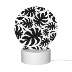 Round Acrylic Night Light, A Pattern Of Black And White Flowers. -Nuas Diy Shop 732db90d4c16db70d9d2a174dc7a08caa21b37c8