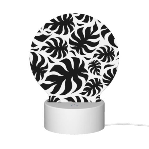 Round Acrylic Night Light, A Pattern Of Black And White Flowers. -Nuas Diy Shop 732db90d4c16db70d9d2a174dc7a08caa21b37c8