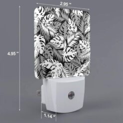 Night Light Set Of 2, A Black And White Image Of A Leafy Plant With A Pattern Of Dots. -Nuas Diy Shop 73aa92236334aba9bc0456c7738dc91ed161acc8
