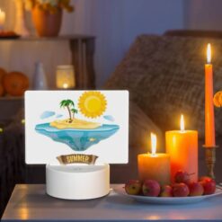 Rectangular Acrylic Night Light, A Cartoon Of A Tropical Island With A Sun And Palm Trees. -Nuas Diy Shop 73d35358e9a26e6719f077bca58e9eb70010aa80