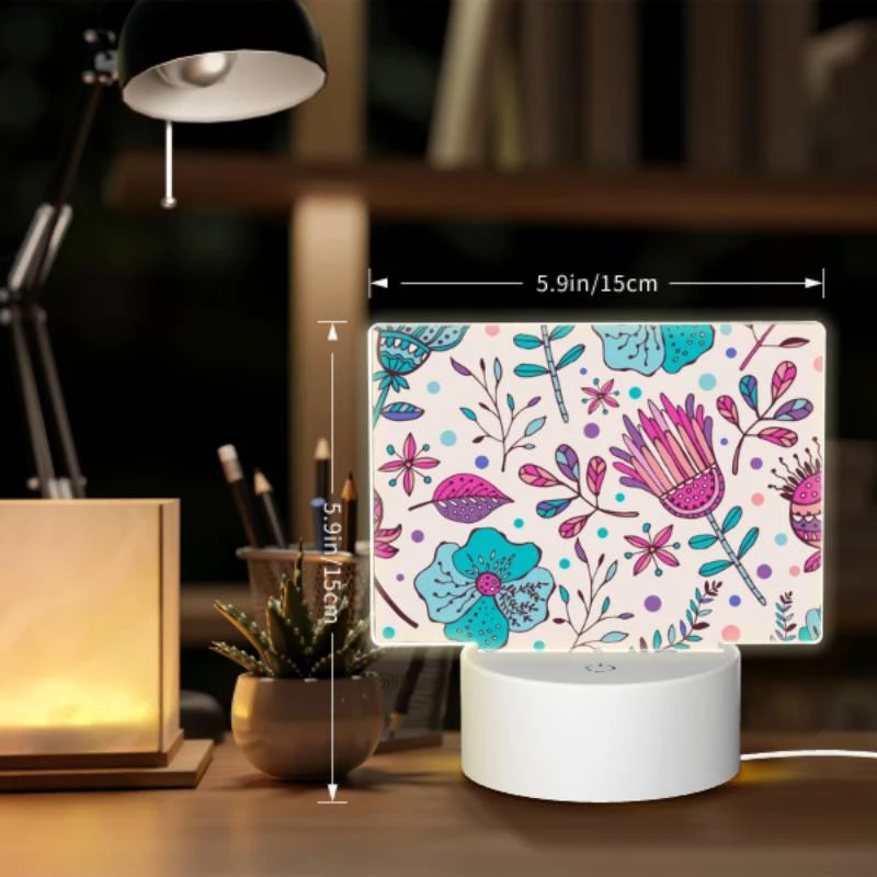 Rectangular Acrylic Night Light, A colorful floral pattern with pink Rectangular Acrylic Night Light, A Colorful Floral Pattern With Pink -Nuas Diy Shop 73eb80c7cf80b0f8e955f1a336865d7cb7973811