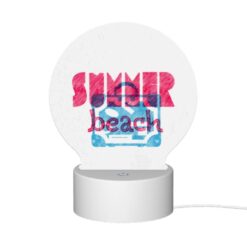 Round Acrylic Night Light, A Pink And Blue Sign That Says "Summer Beach.". -Nuas Diy Shop 741cc6f8ae27117cf5e51c695dd662301a8cdb44