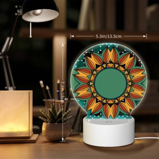 Round Acrylic Night Light, A Colorful Sunflower With A Green Center. -Nuas Diy Shop 742a49019ffbe24b3c58961c770449757c7a2490