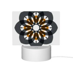 Rectangular Acrylic Night Light, A Black And White Flower With Orange And White Accents. -Nuas Diy Shop 743477a249b94164558075c33783aa99fa8ff751