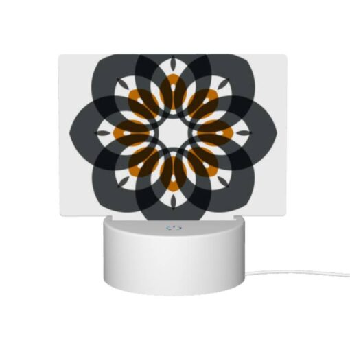 Rectangular Acrylic Night Light, A Black And White Flower With Orange And White Accents. -Nuas Diy Shop 743477a249b94164558075c33783aa99fa8ff751