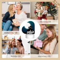 Love Acrylic Night Light, A House With A Moon In The Background And The Words Halloween Written Below It. -Nuas Diy Shop 744d04a72ce5f34701babb9e6859cc40ff7b2273