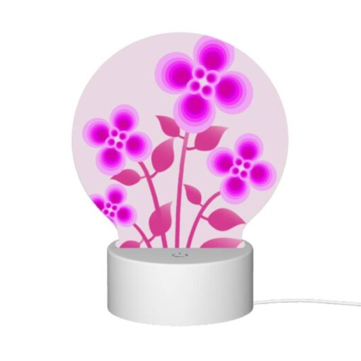 Round Acrylic Night Light, A Bouquet Of Pink Flowers With Purple Petals. -Nuas Diy Shop 74775bc29d5482fd66700d3af51fbff5af616874