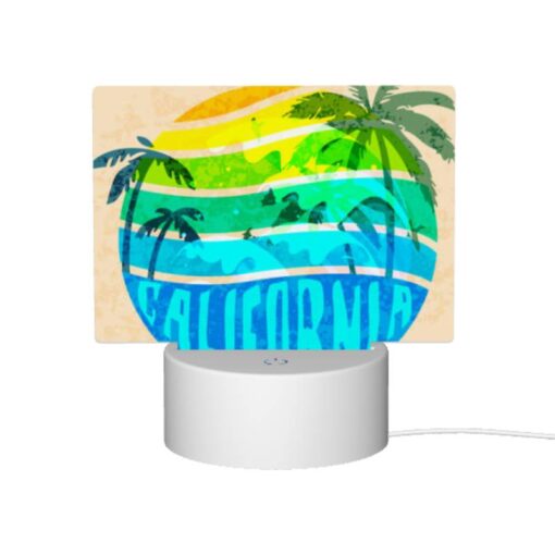 Rectangular Acrylic Night Light, A Colorful Map Of California With A Sun In The Middle. -Nuas Diy Shop 7504a9718080e51301aa0419d7610363692ff1cb