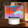 Rectangular Acrylic Night Light, A Colorful Image Of Leaves And A Sign That Says "welcome Summer." -Nuas Diy Shop 75359519d9dac8ed85b4acd94750efdf300b47c7