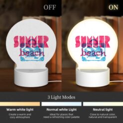 Round Acrylic Night Light, A Pink And Blue Sign That Says "Summer Beach.". -Nuas Diy Shop 7563cc2f98a1b860366e96d5e324f55625486f8a