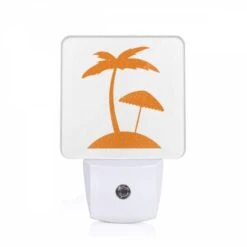 Night Light, A Picture Of A Palm Tree With A Beach Umbrella.