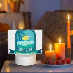 Rectangular Acrylic Night Light, A Logo For Miami Beach With A Sun And Palm Trees. -Nuas Diy Shop 75acec860d535b41f835f99213bb0c270b173fe1