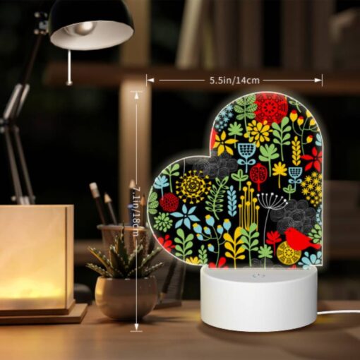 Love Acrylic Night Light, A Colorful Bird Pattern With Red Birds And Yellow Flowers. -Nuas Diy Shop 761d8e0403574c89082608d87086fc39c1ddf3e8