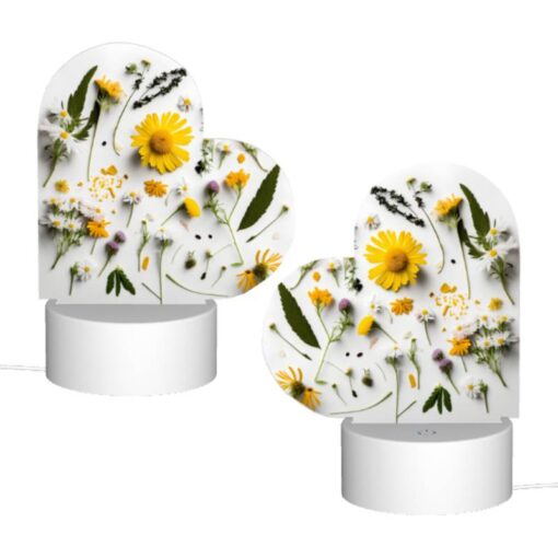 Love Acrylic Night Light, A Collection Of Flowers And Leaves On A White Background. -Nuas Diy Shop 76240155fb419418863b2def2522111b72ad44c7