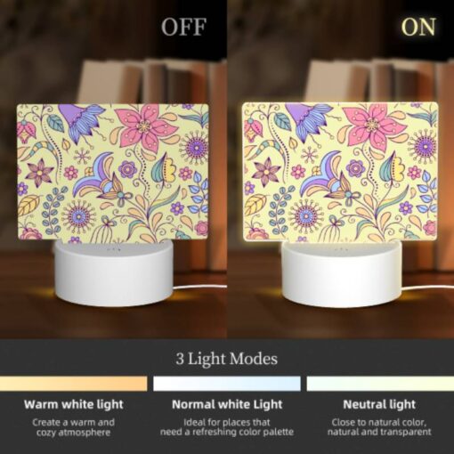 Rectangular Acrylic Night Light, A Colorful Floral Pattern With Purple -Nuas Diy Shop 762c67a80756d6cd70f905a0280d1955b03908ae