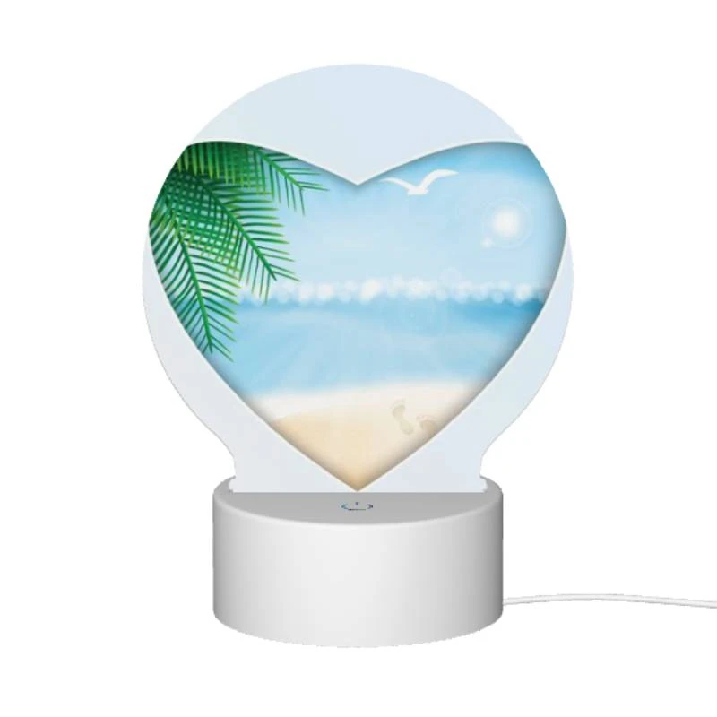 Round Acrylic Night Light, A heart shaped picture of a beach with a bird flying over the ocean. Round Acrylic Night Light, A Heart Shaped Picture Of A Beach With A Bird Flying Over The Ocean. -Nuas Diy Shop 76455746939b9be4776c3e86c9a5b1156e128957