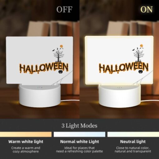 Rectangular Acrylic Night Light, A Spider Web With A Tree And A Pumpkin In The Middle. -Nuas Diy Shop 7681b20b8402591c796ef1a04afef71b724f6b86