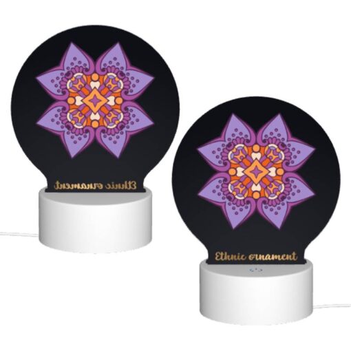 Round Acrylic Night Light, A Purple And Orange Flower With A Yellow Center. -Nuas Diy Shop 76d6f5067be5737e09aa4a87515497c01c734f7f
