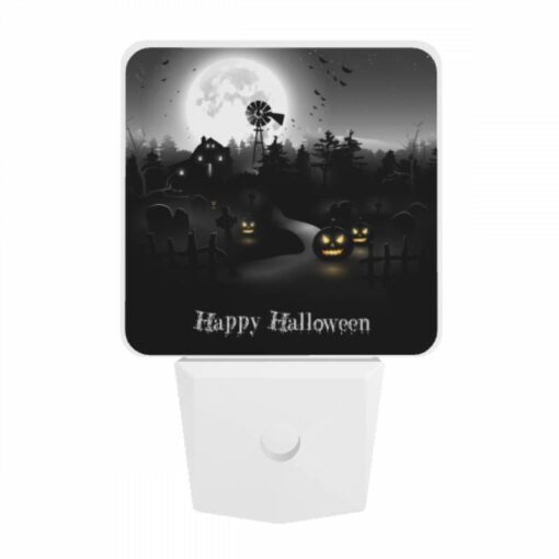Night Light, A Black And White Image Of A Halloween Scene With A Moon -Nuas Diy Shop 77817642d504c16bbd823f98132acdec88437306