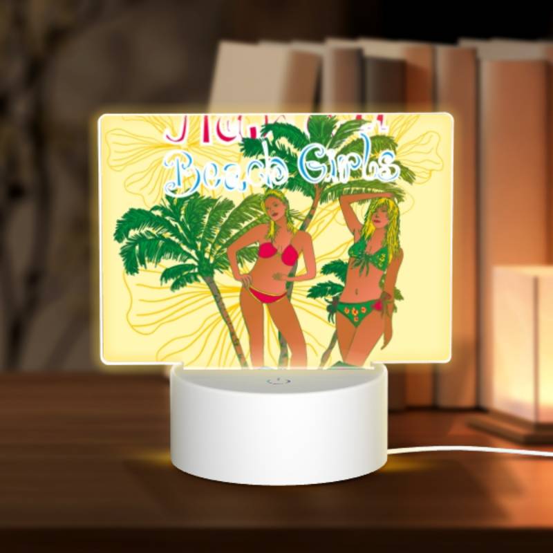Rectangular Acrylic Night Light, Two women pose for a picture in front of a palm tree. Rectangular Acrylic Night Light, Two Women Pose For A Picture In Front Of A Palm Tree. -Nuas Diy Shop 778309b098f02ea6ab648beaed74fac9267744c9