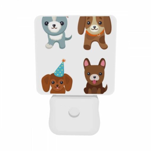 Night Light Set Of 2, Four Different Colored Dogs Wearing Party Hats. -Nuas Diy Shop 7841bc7064661c35ef6c5a2c8fcb9f6698703812