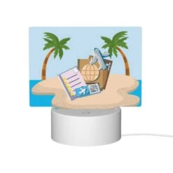 Rectangular Acrylic Night Light, A Collection Of Travel Documents And A Suitcase Are Placed On A Sandy Beach. 11 Rectangular Acrylic Night Light, A Collection Of Travel Documents And A Suitcase Are Placed On A Sandy Beach. -Nuas Diy Shop 78bc4d8a7e6870217775019764e2f2038d34d403