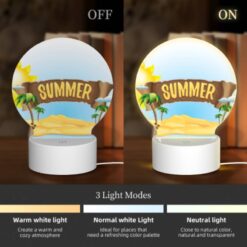 Round Acrylic Night Light, A Sign That Says "Summer" On A Beach. -Nuas Diy Shop 79145a31ed05b350fdc4d994d30d26b4f6070c96