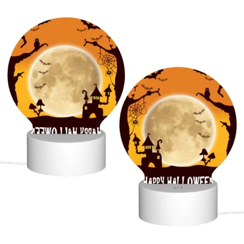 Round Acrylic Night Light, A spooky Halloween scene with a full moon and bats. Round Acrylic Night Light, A Spooky Halloween Scene With A Full Moon And Bats. -Nuas Diy Shop 796af3071ea85cc4958eef2c505c69151269ddbd