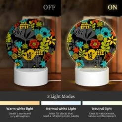 Round Acrylic Night Light, A Colorful Flower Pattern With Yellow -Nuas Diy Shop 797a3ea9cec5c2e1645088f1f3deda7465e43284