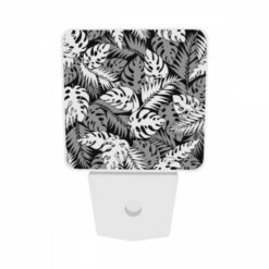 Night Light Set Of 2, A Black And White Image Of A Leafy Plant With A Pattern Of Dots. -Nuas Diy Shop 7b62078174086e62eb7d89c543c2beea60d710b5