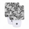 Night Light Set Of 2, A Black And White Image Of A Leafy Plant With A Pattern Of Dots. -Nuas Diy Shop 7c247725dd13476bda219de604acde77ddf072bd