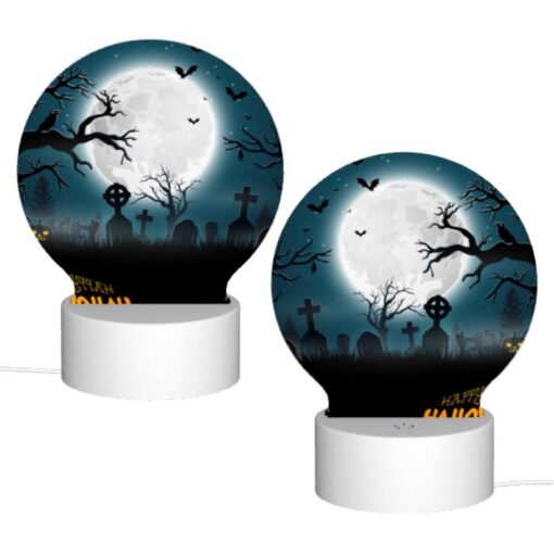 Round Acrylic Night Light, A Halloween Poster With A Full Moon And A Bunch Of Bats. -Nuas Diy Shop 7c470b316a560c92987132c2e1ccd5e8e0196171