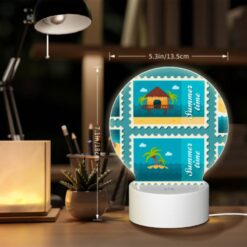 Round Acrylic Night Light, A Collection Of Six Different Colored Postage Stamps Featuring Beach And Tropical Themes. -Nuas Diy Shop 7c6dfaffd859769443f057fc4de1473833f6fbbd