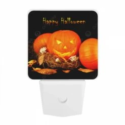 Night Light, Three Pumpkins Are Arranged In Front Of A Sign That Says "Happy Halloween." -Nuas Diy Shop 7c708f4b7bca23dece0a94a1e8e284b47e1913ca